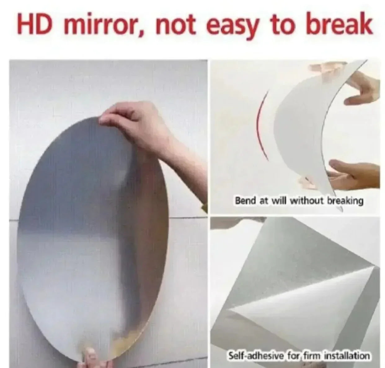 SELF-ADHESIVE OVAL MIRROR WALL STICKERS